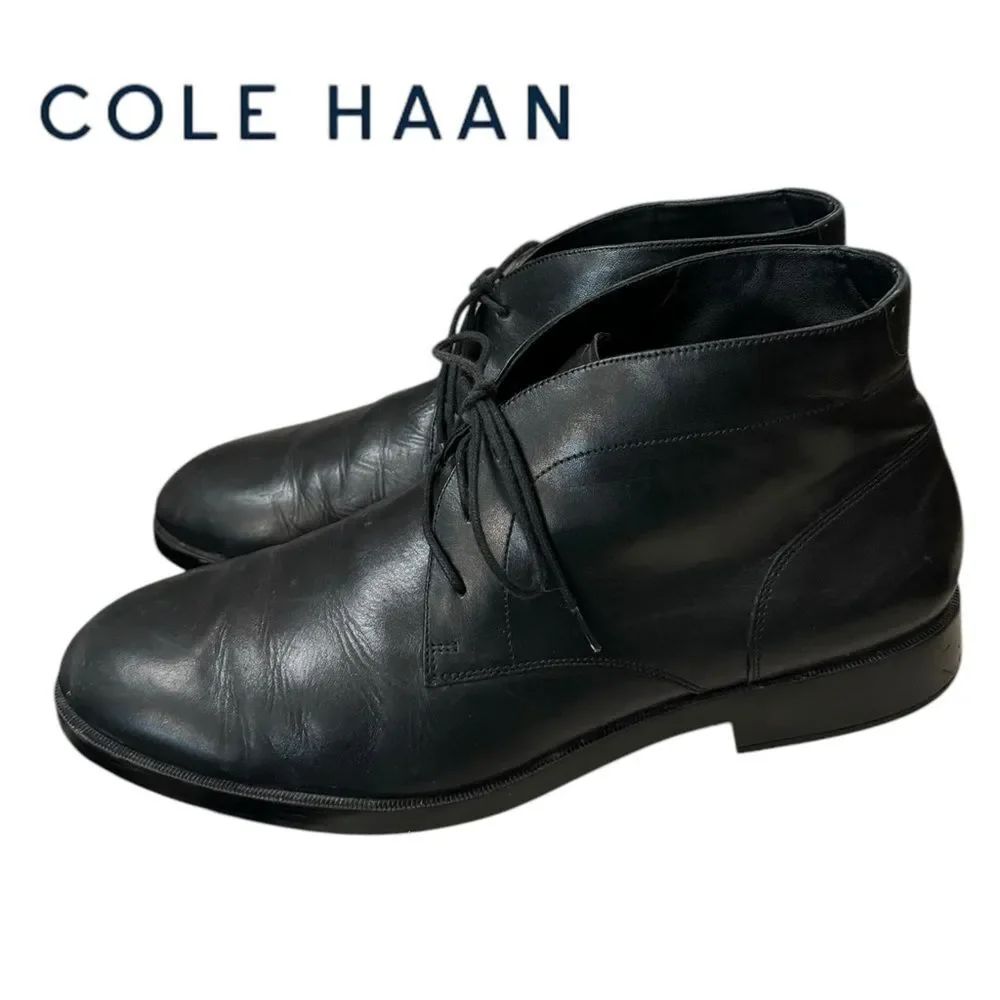 Cole Haan Men's C24498 Harrison Grand Chukka Black Leather Boots 11